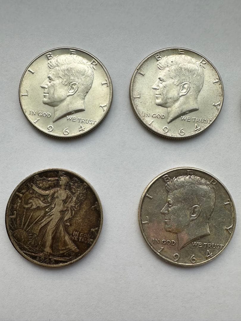 アメリカ銀貨　6枚　1964年ケネディ銀 ウォーキングリバティー 銀貨 本物