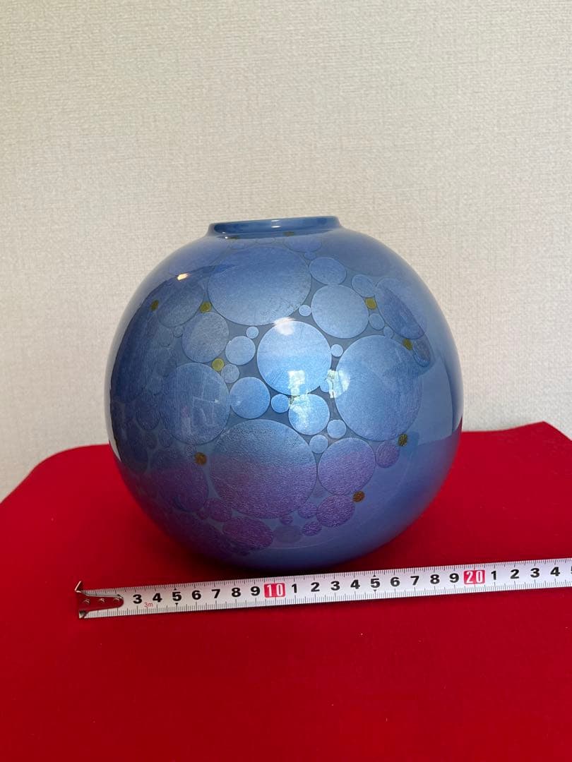 中田一於 淡青釉裏銀彩 花瓶 N43 日本工芸会正会員 九谷焼 花器