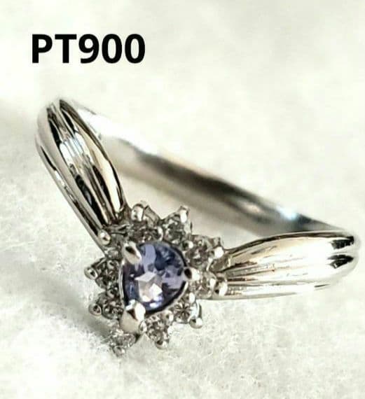 《くろねこ》　Pt900 リング 青紫石　10号