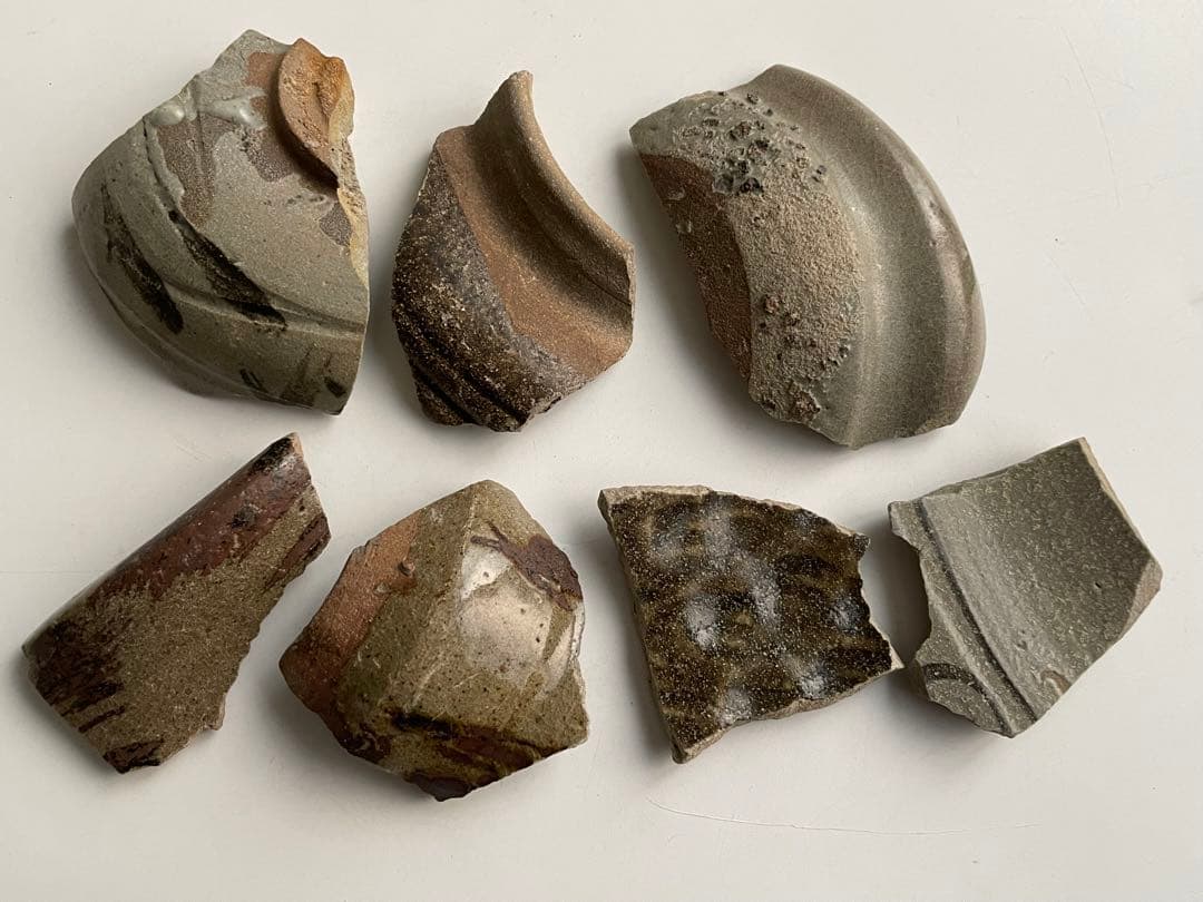 骨董　アンティーク　古唐津　絵唐津　陶片　残欠　焼山窯ほか　叩き技法　出土　発掘