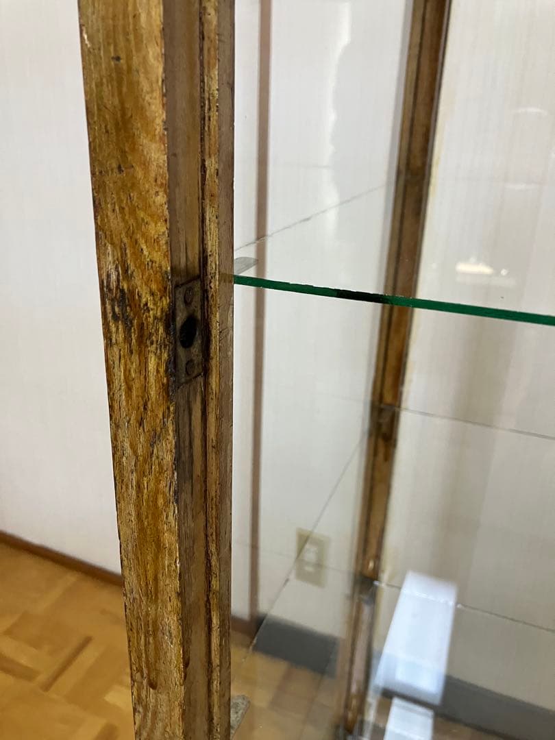 レトロ商品　アンティークガラスケース 木製商品ケース　4段ケース