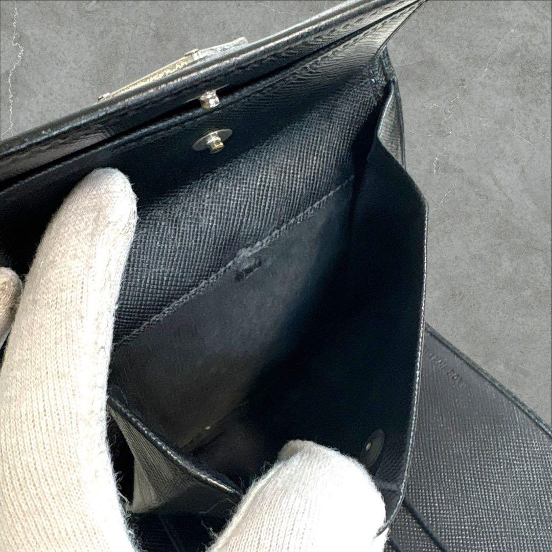 極美品‼️ PRADA プラダ 三つ折り財布 サフィアーノ ブラック 黒