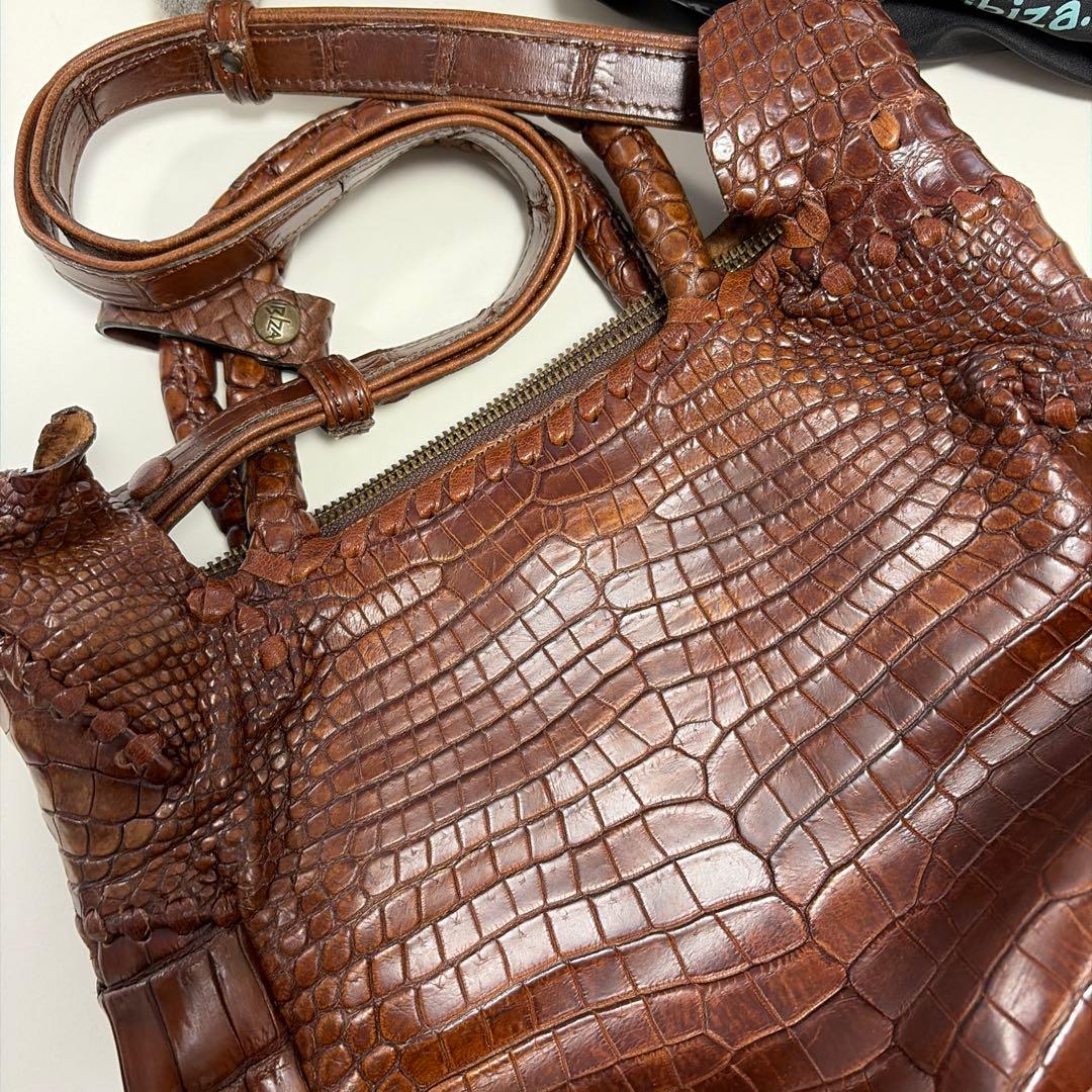 IBIZA　ブラウン　ワニ革　ハンド、ショルダー2wayバッグ　美品！