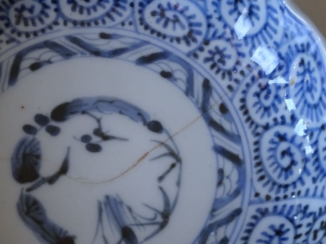 江戸時代　後期　古伊万里　松竹梅　蛸唐草文　膾皿　5客　なます皿　向付　取皿