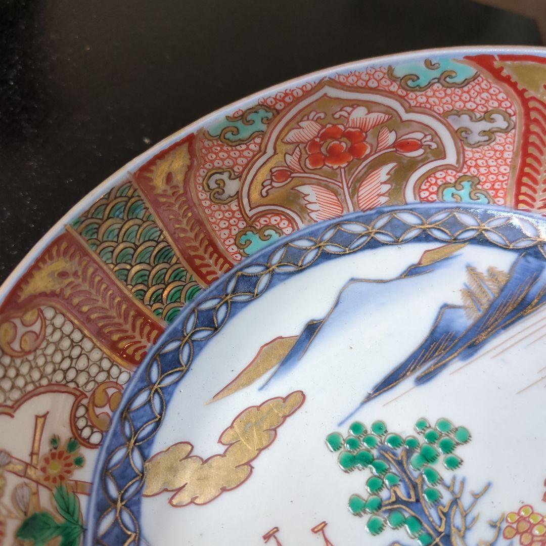 骨董　古伊万里　鉢　③　染錦　器　陶器　盛鉢　二重高台　伊万里