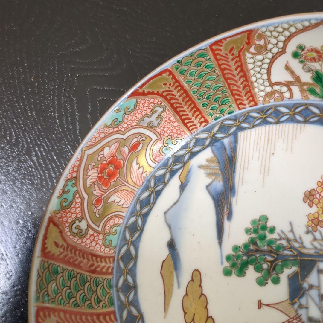 骨董　古伊万里　鉢　③　染錦　器　陶器　盛鉢　二重高台　伊万里