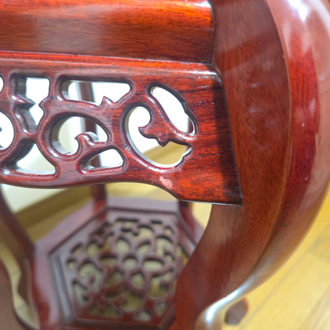 107【アンティーク】花梨 李朝様式 花台 盆栽卓 高卓 飾り台 猫足【匿名配送