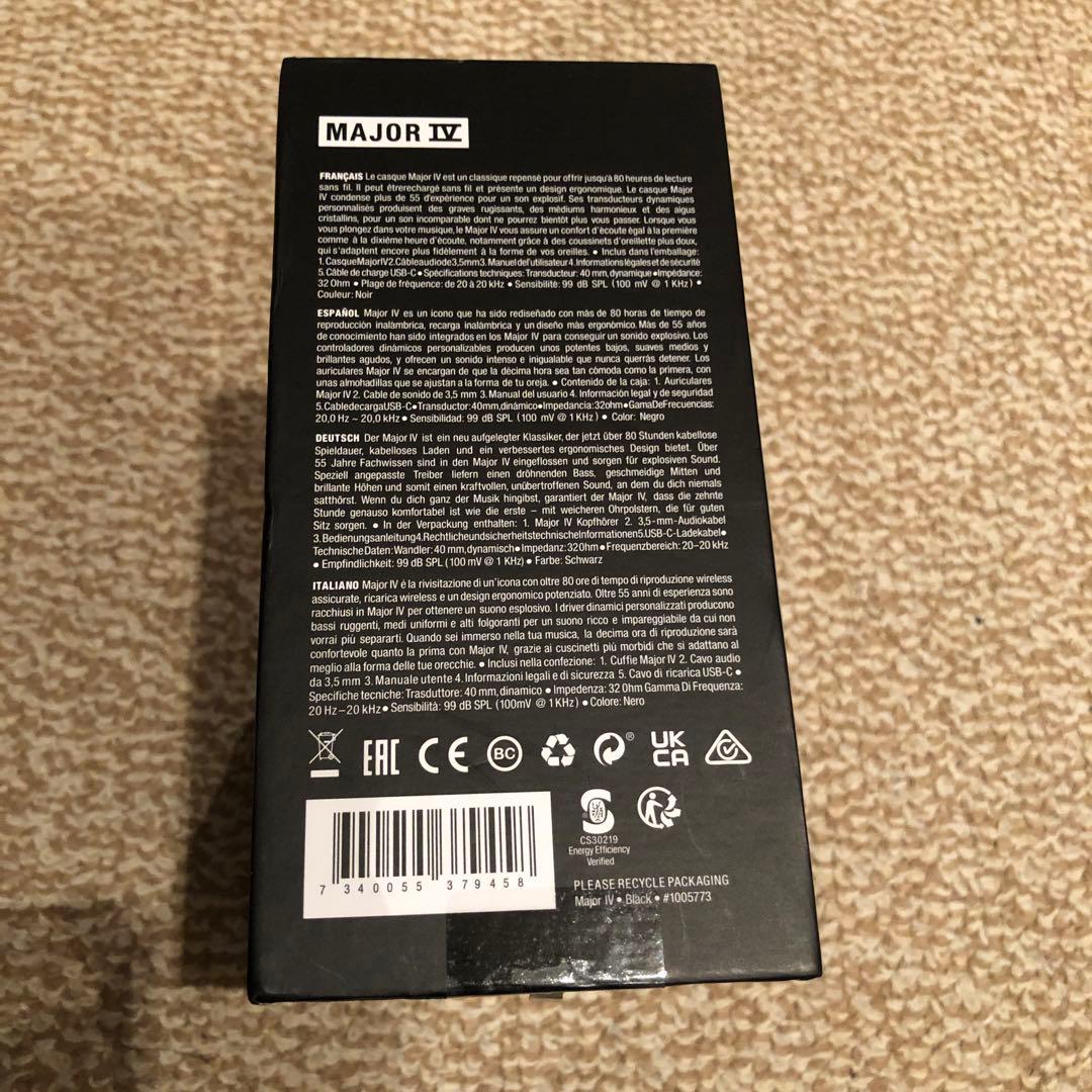 Marshall Major IV ワイヤレス　ヘッドホン シリアルナンバーあり