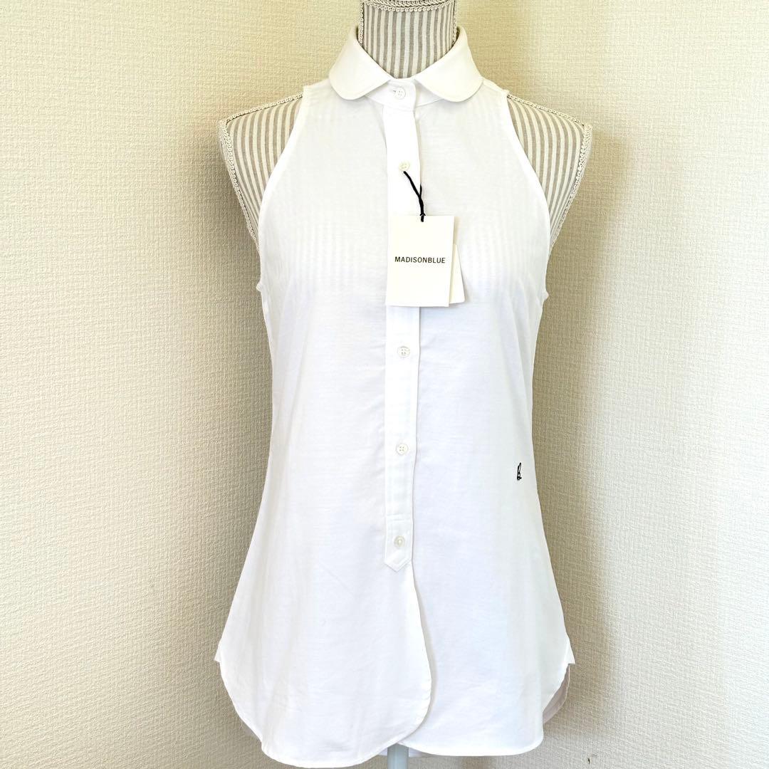 MADISONBLUE マディソンブルー 丸襟 ノースリーブシャツ ホワイト