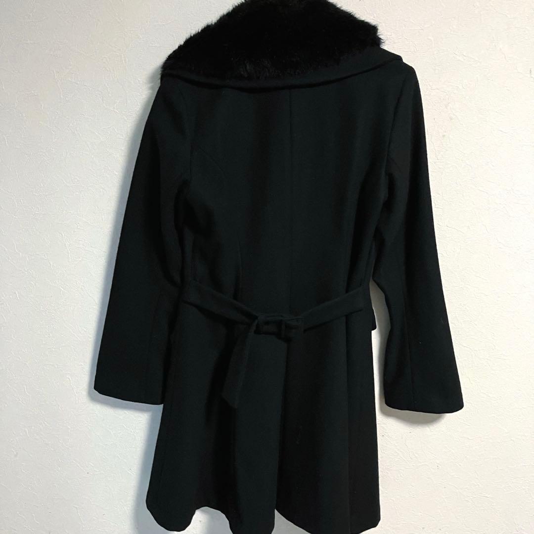 【素敵なデザイン❗️】ATELIER BOZ 黒 ファー ダブルブレスト コート