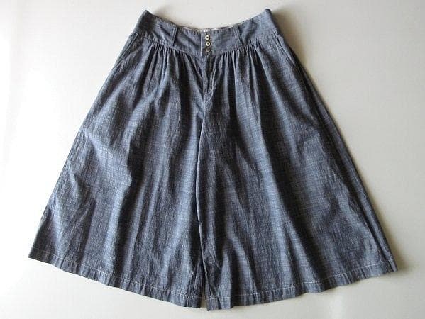 パラスパレス 貝釦 コットンシャンブレー ガウチョパンツ ワイドパンツ 3