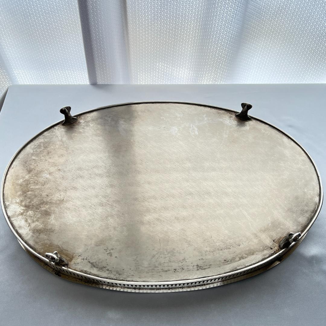 【英国】 ギャラリートレー オーバル型 45cm 装飾フット 大型