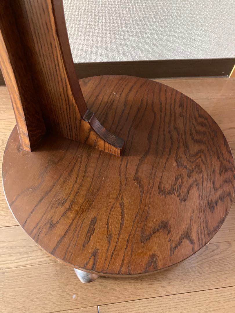 木製　サイドテーブル　丸　キャスター付き　日本製