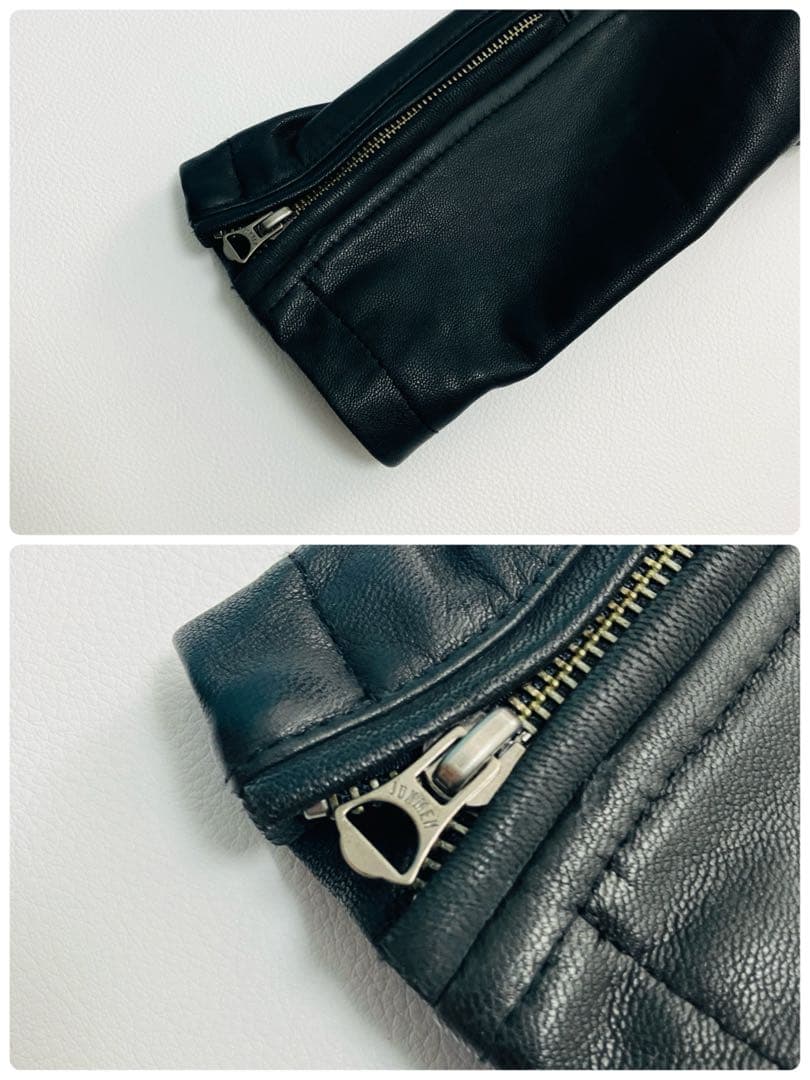 【希少サイズ】　JUNMEN シングルライダースジャケット　山羊革　本革　ベルト