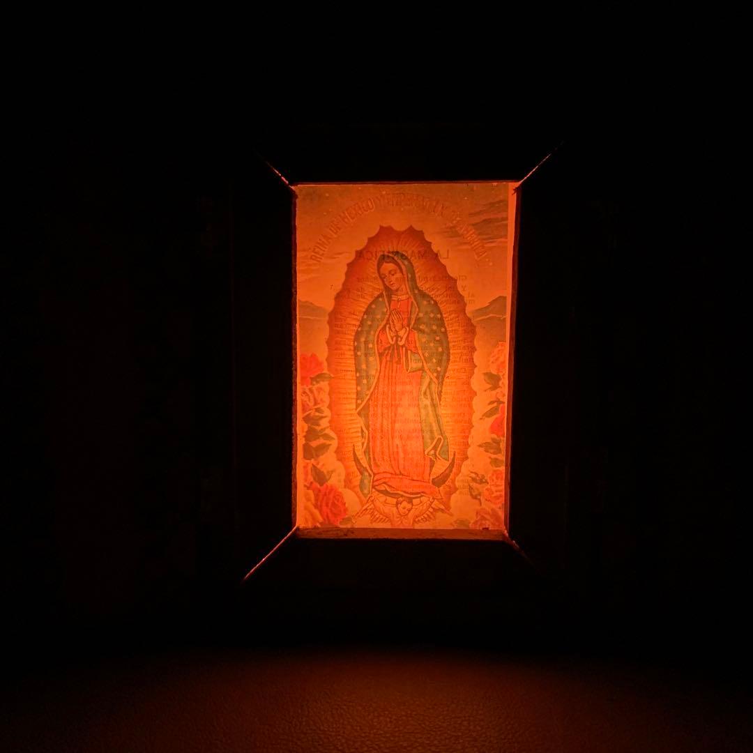 聖母マリアの彫刻入り木製箱　祭壇　キリスト　ローライダー　チカーノ　インパラ