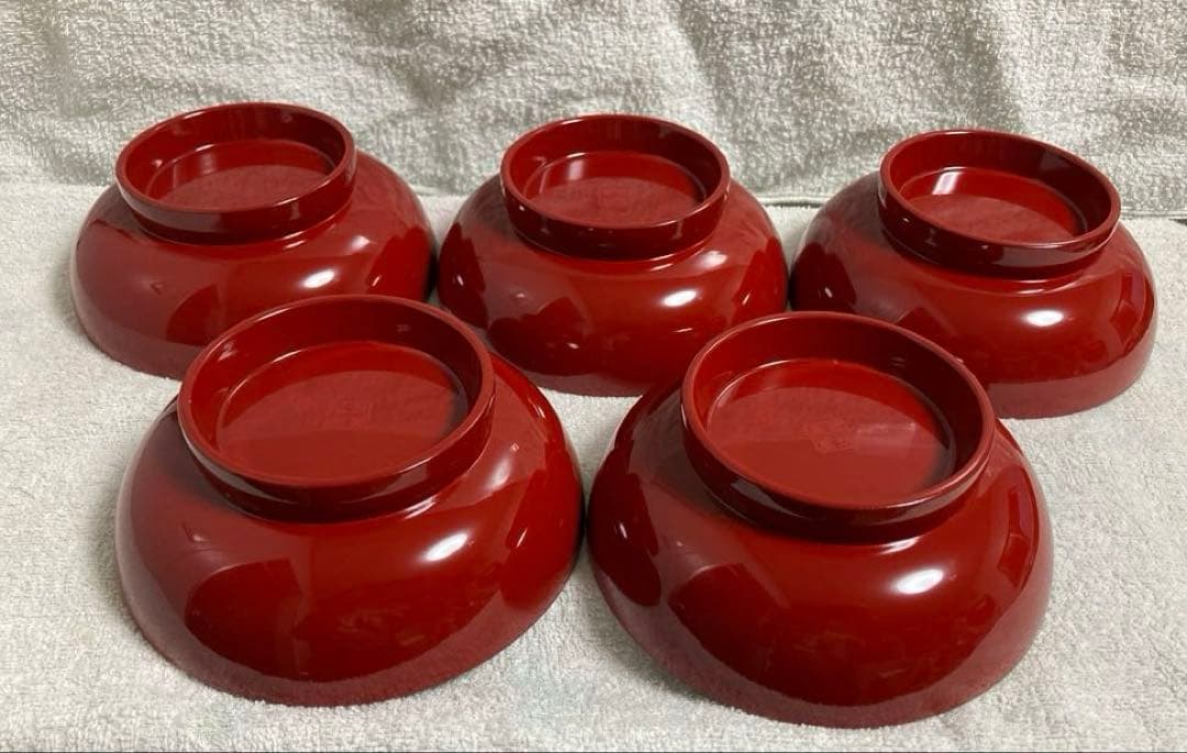 z*o様 新品未使用　琉球最古の老舗　角萬漆器　漆器 朱色　お椀　5個セット