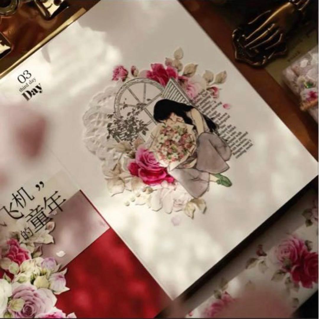 贝壳光 星河紫 ダイカット加工 5.5cm×5m 海外マスキングテープ　花