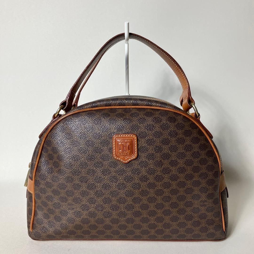 2511-41｜セリーヌ ハンドバッグ ブラウン マカダム柄 トリオンフ