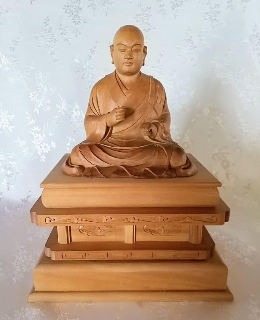 僧形坐像 善導大師坐像 #075 ◆白檀 木彫 仏像