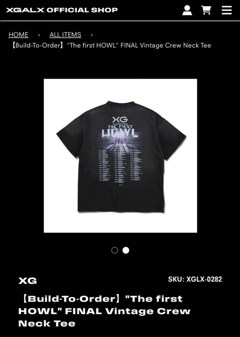 XG The first HOWL FINAL ツアーTシャツ　XLサイズ限定品
