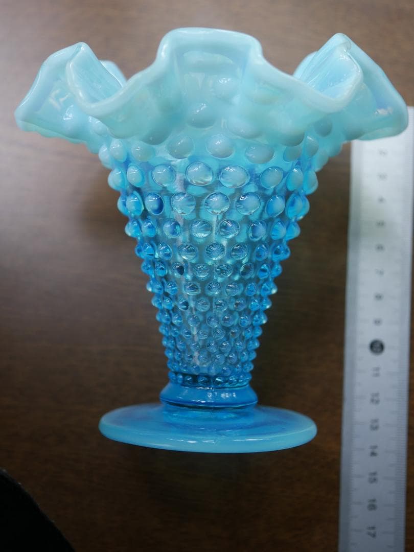 フェントン 大きいサイズ ブルーオパールセントホブネイル フラワーベース