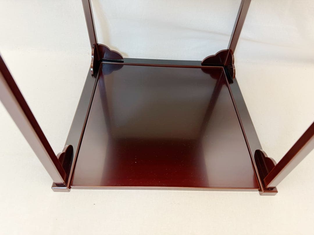 ほぼ未使用 茶道具 塗師 表完造 溜塗 二重棚 茶棚 組み立式 共箱