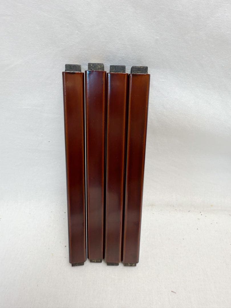 ほぼ未使用 茶道具 塗師 表完造 溜塗 二重棚 茶棚 組み立式 共箱