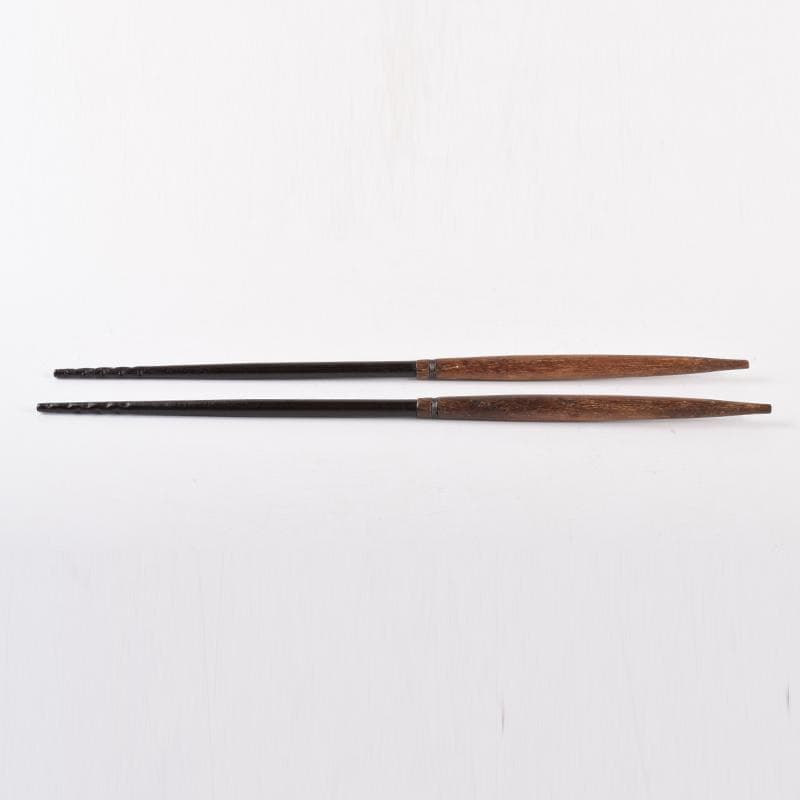 茶道具　金工師　木村清斎作　桑柄火箸　炉用火箸　共箱　C　7149