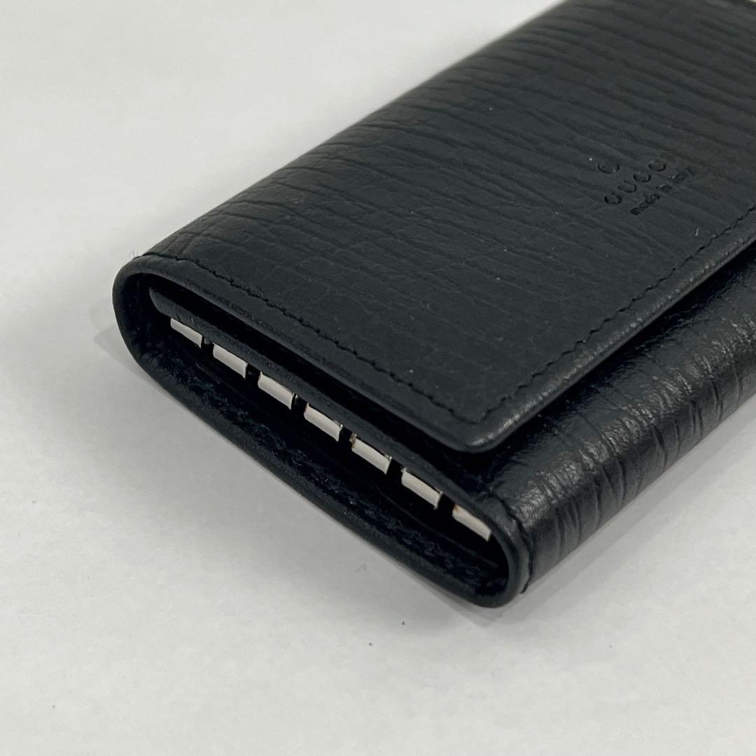新品未使用 GUCCI グッチ ブラックレザー 6連 キーケース 04579