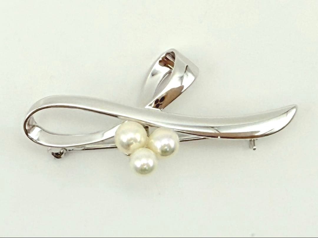 ミキモト パールブローチ リボンモチーフ