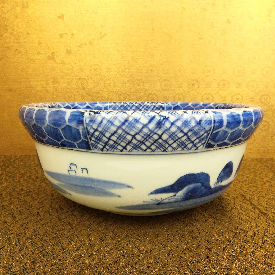 【お値下げしました！】古伊万里　染付　亀甲繋幾何学文　鉢