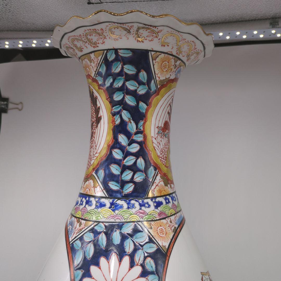 飾り壺　大壺　有田焼き　美人　武士　松　七福神花瓶　金彩　色絵　古美術　骨董