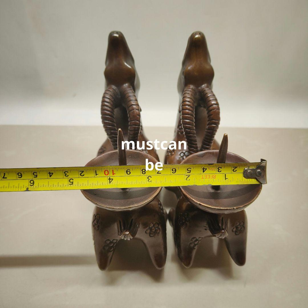 銅製 梅鹿燭台 美品 縁起物 仏堂置物 装飾品 工芸品