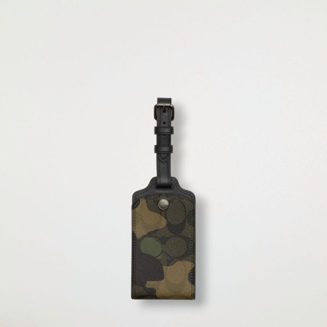 ☆セール品☆ COACH ネームタグ シグネチャー ラゲッジタグ グリーンマルチ