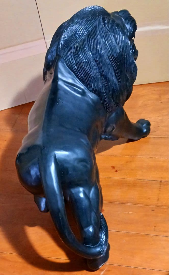 特大置物 木製 ライオンのオブジェ 高さ44cm 長さ63cm 重さ22kg