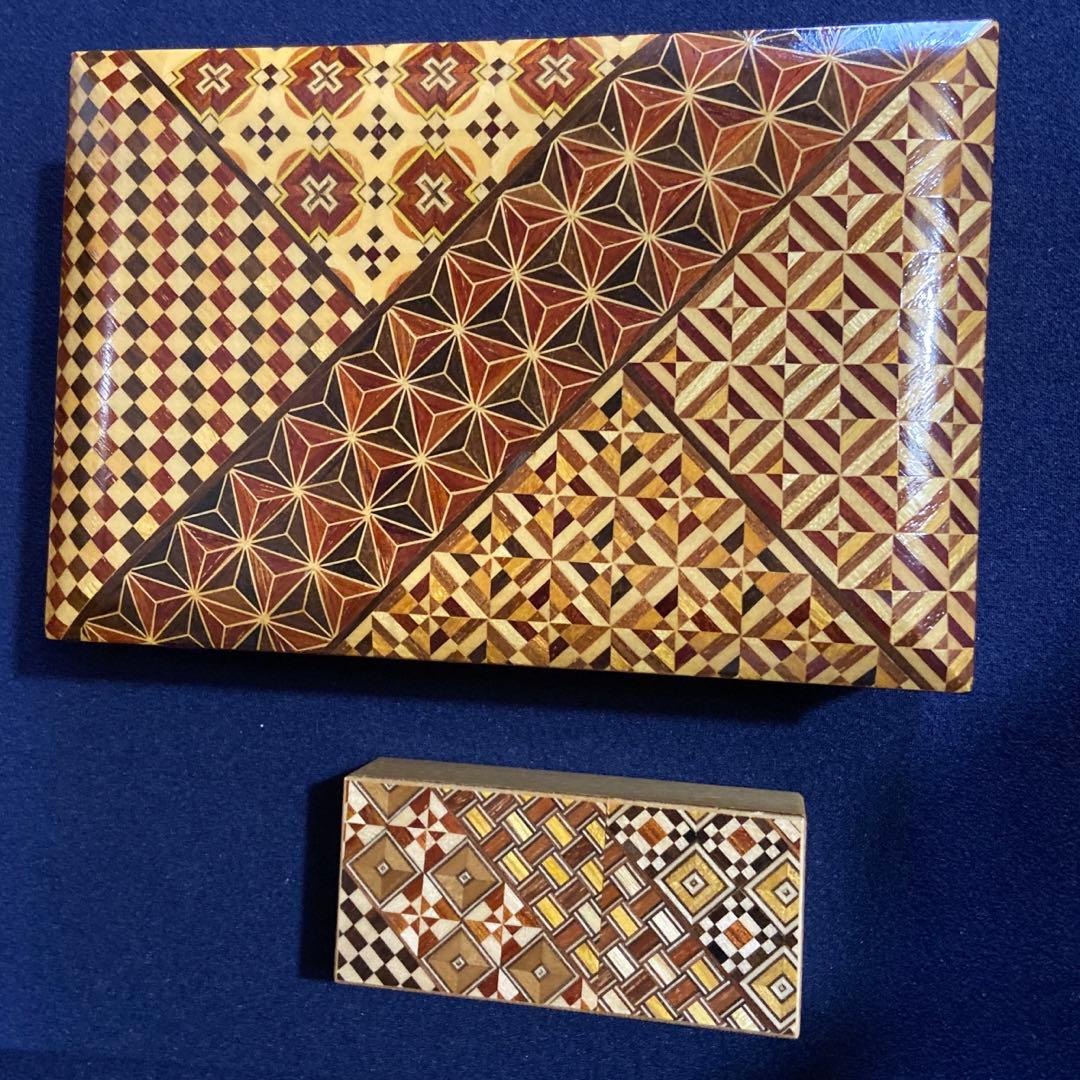 箱根寄木細工　昭和レトロ　3段引き出し　宝石箱　小銭箱　中古品