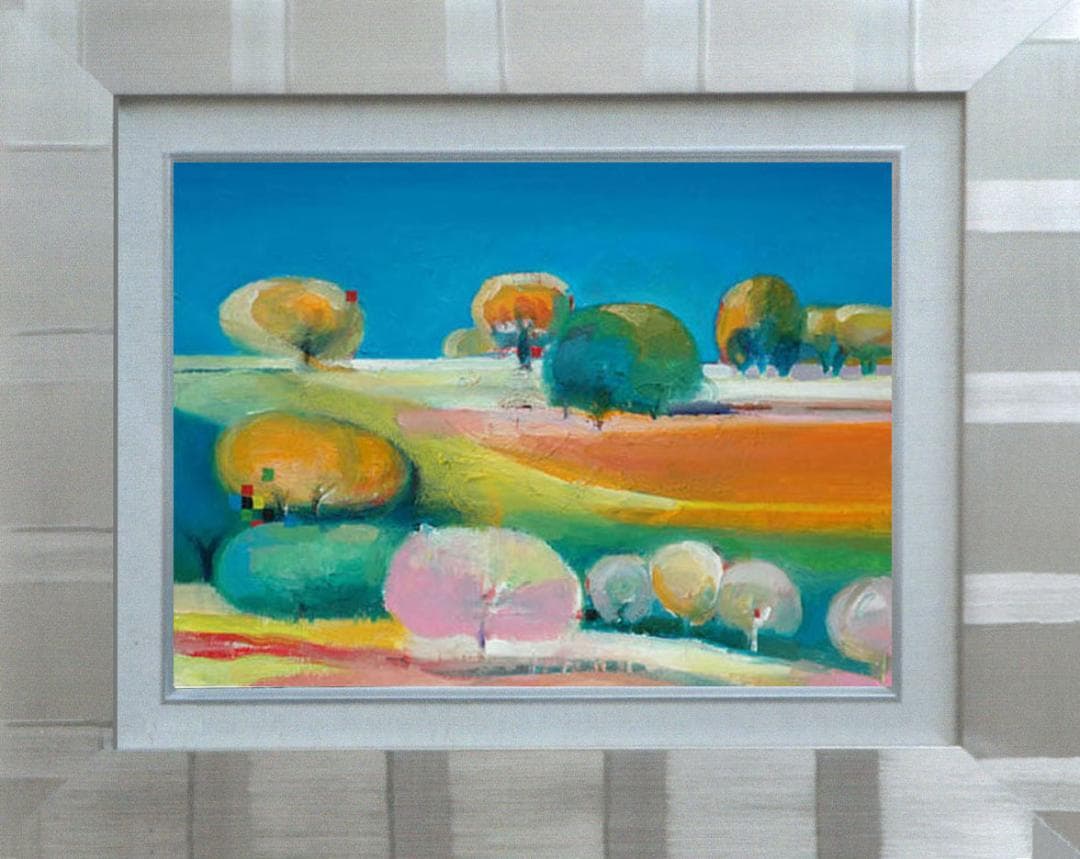 油絵 菅家令子 絵 絵画 インテリア 額付(白) uF6-110809 風景