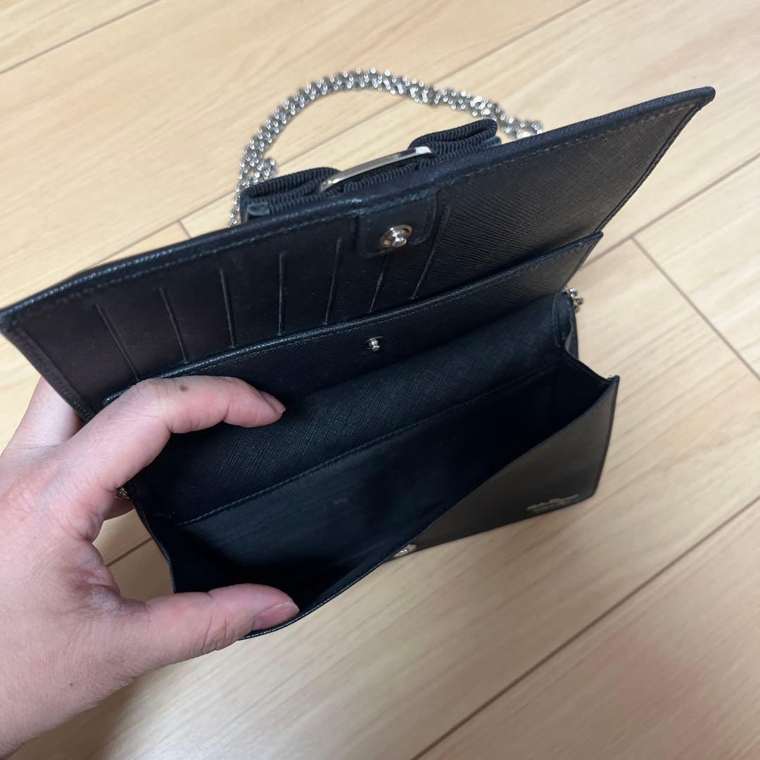 エナメル ブラック パーティーバッグ リボン付き