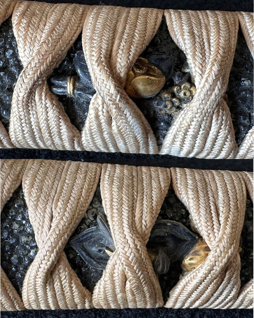 刀装具　 脇差　拵え　鍔【国廣】銘　花文目貫　時代 武具　 骨董　古美術　現状A