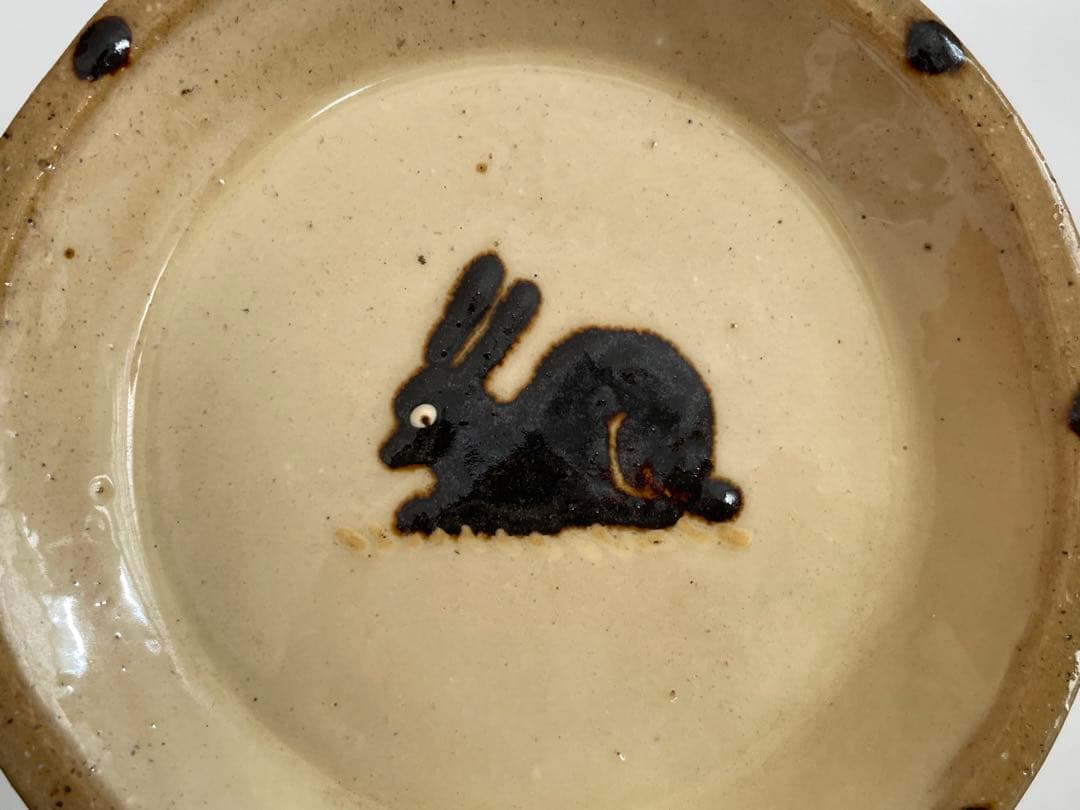 陶芸家　作家物　船木研児　舩木　研兒　うさぎ　丸皿　布志名焼　出雲　民芸　民藝