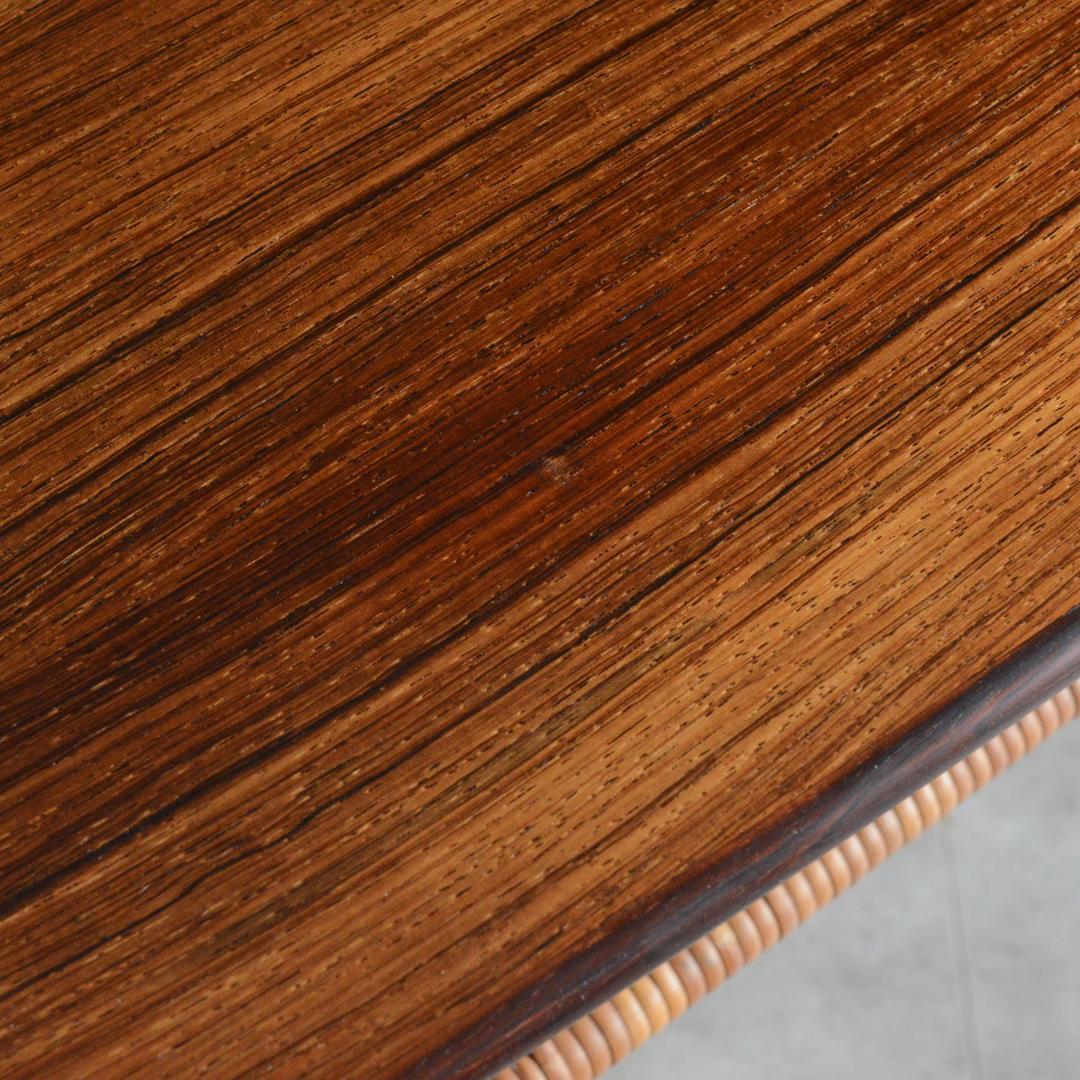 デンマーク 北欧ヴィンテージ サイドテーブル ローズウッド 北欧家具 ラタン棚付