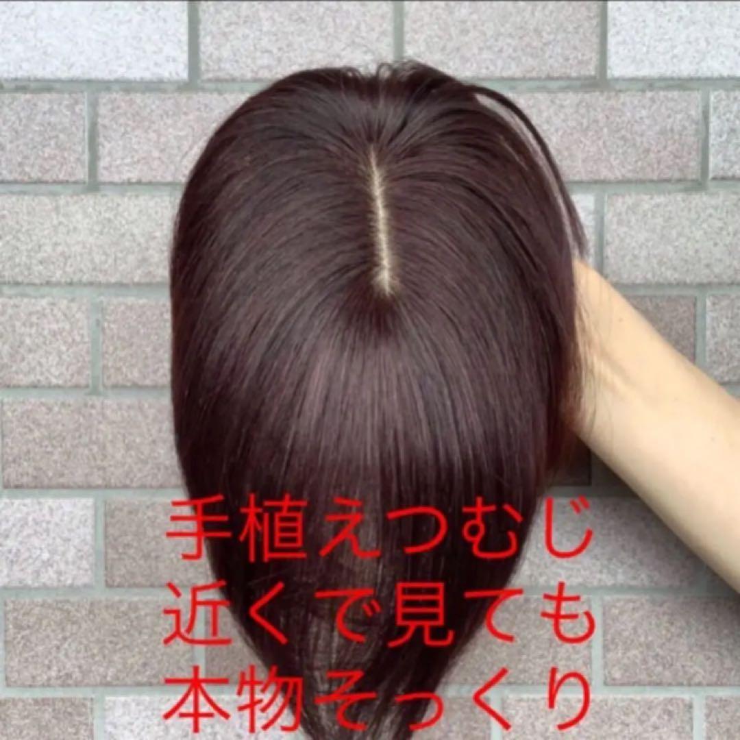 人毛100% 総手植 医療用 部分ウィッグ ヘアピース ブラウン ショート前髪