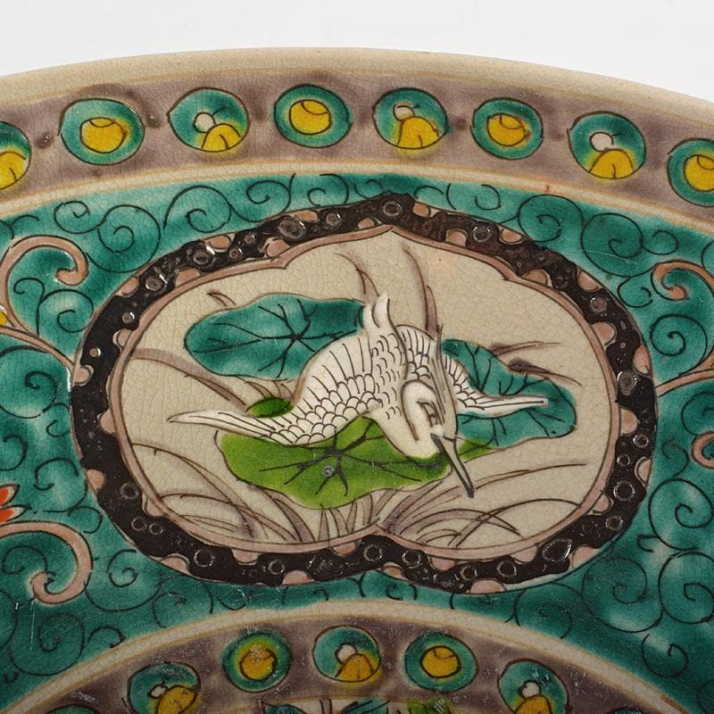 山口県　 須佐焼　古須佐　山水花鳥文鉢　幕末ー江戸期　時代箱付　V　R6014C