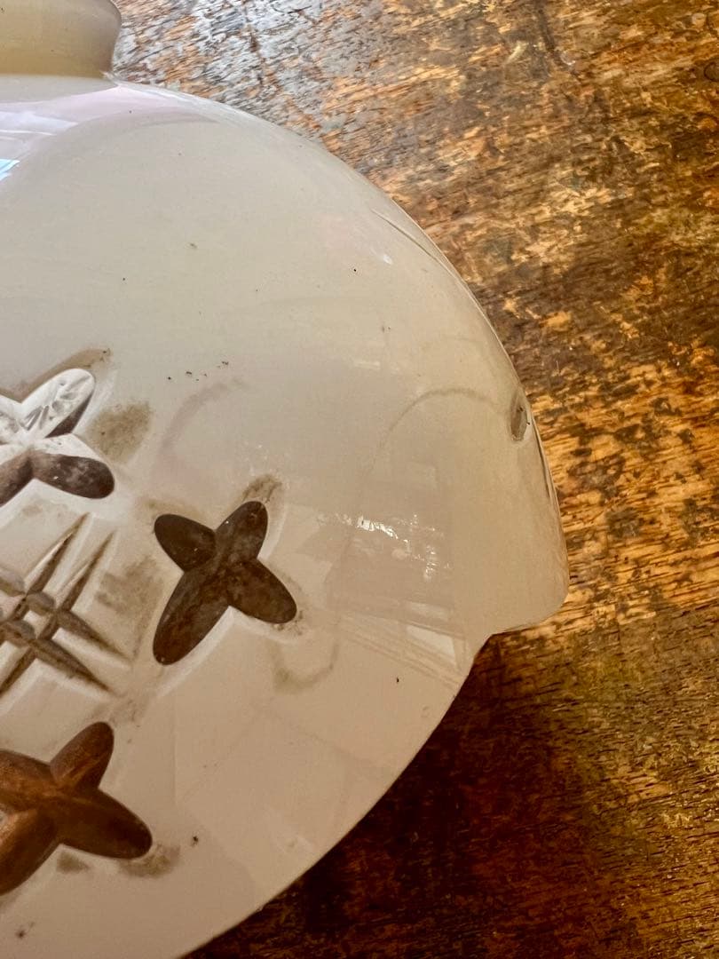 大正ロマン　被せガラス　電笠　切子　カット　アンティーク　照明　灯り　洋館