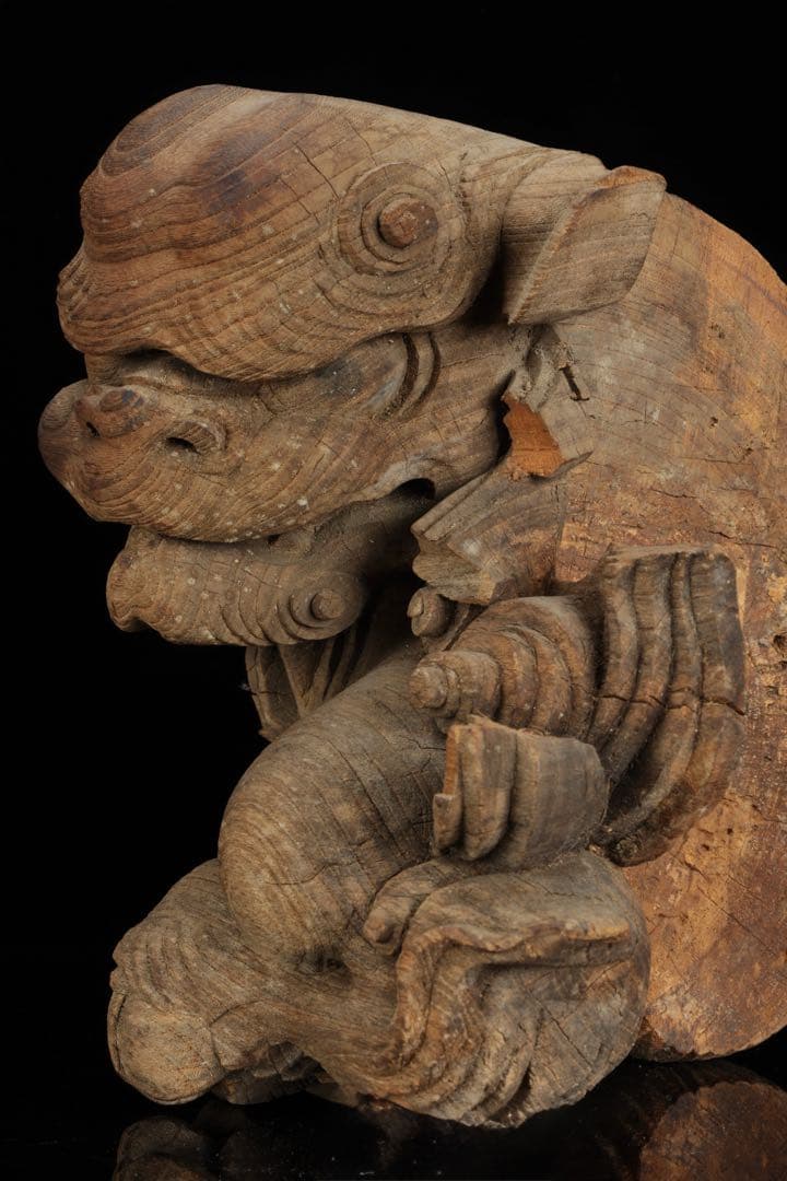 石川雲蝶 木彫 獅子木鼻 阿吽 一対 仏教美術 彫刻 神社仏閣 古美術 骨董品