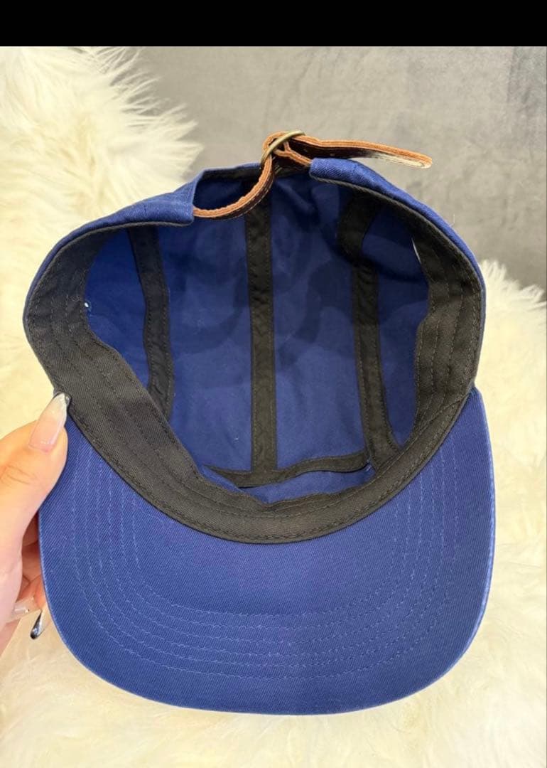 Supreme ネイビーキャップ レザー