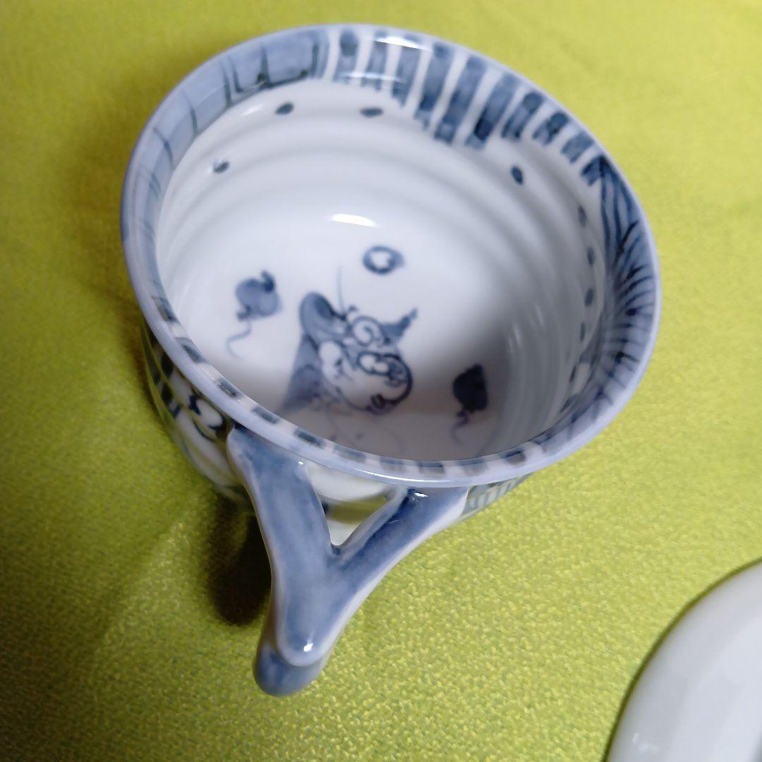 清水焼 瑞昭窯 名匠 二代目作 カップ ソーサー 手書き 染付