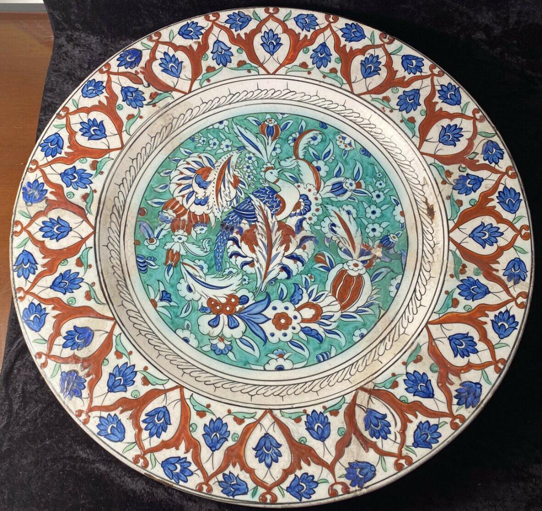 IZNIK陶器 大皿 18世紀 イズニック イズニク オスマントルコ　修復接合品