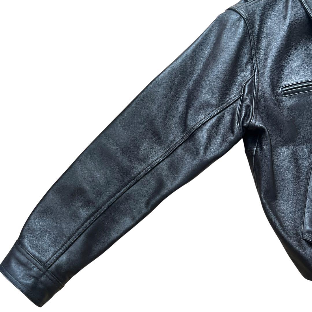 yellow corn　牛革　レザーライダースジャケット　刺繍　ワッペン　LL