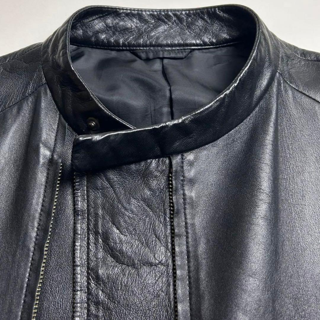 【美品】カルバンクライン/フロントダブルジップレザージャケット/ライダース/羊革